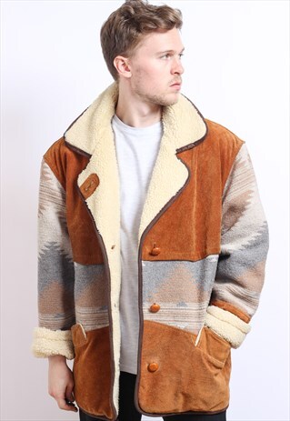 VINTAGE AZTEC FLEECE LINED JACKET