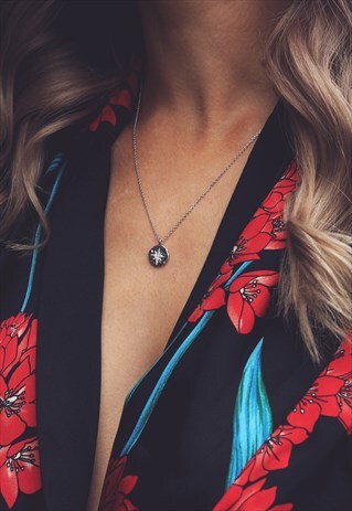 NORI. SILVER NORTH STAR COIN PENDANT NECKLACE