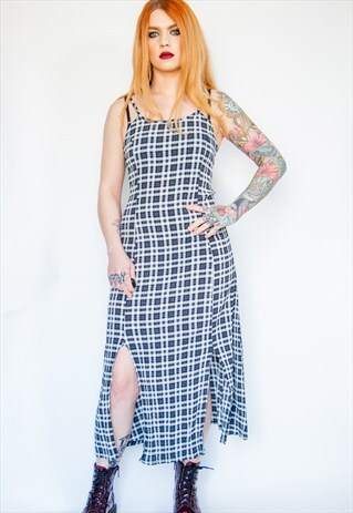VINTAGE 90'S SUMMER CHECKED MAXI DRESS