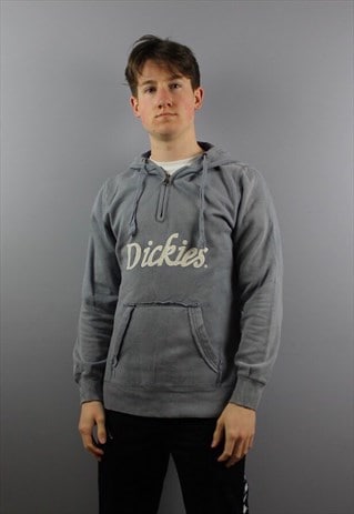 VINTAGE DICKIES 1/4 ZIP HOODIE IN GREY WITH EMBROIDERED LOGO