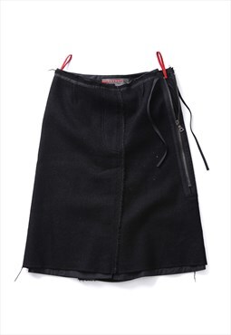 Vintage PRADA A-Line Skirt Wool Mohair Black