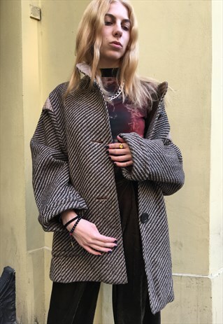 VINTAGE 90' OLDSCHOOL AMAZING CASUAL BROWN UNIQUE COAT