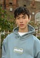 HOODIE IN DUSTY BLUE WITH FUTURISTIC LOGO EMBROIDERY