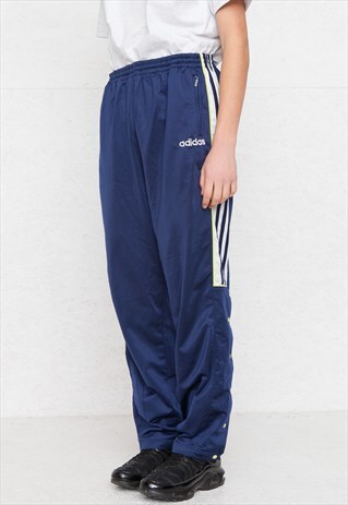 VINTAGE RETRO NAVY ADIDAS TRACK BOTTOMS JOGGERS