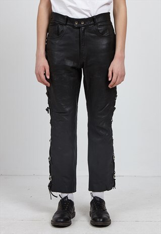 VINTAGE BLACK CHEVIREX CORPS LEATHER TROUSERS BOTTOMS