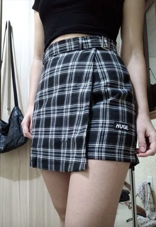 PLAID VINTAGE HIGH WAIST MINI SKORT