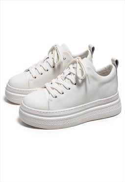 Thick sole trainers chunky high tops skater shoes white