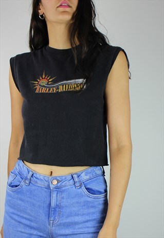 VINTAGE HARLEY DAVIDSON TSHIRT VEST WITH LOGO FRONT & BACK