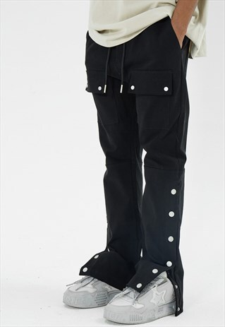 BLACK CARGO PANTS TROUSERS