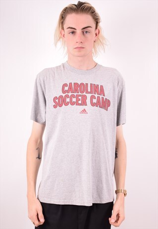 ADIDAS MENS VINTAGE T-SHIRT TOP SMALL GREY 90S