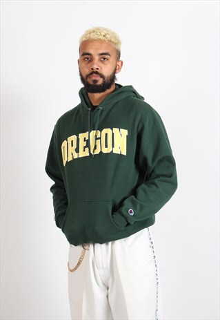 VINTAGE CHAMPION OREGON COLLEGE HOODIE GREEN