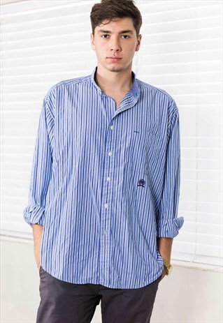 VINTAGE TOMMY HILFIGER NEHRU COLLAR SHIRT LOGO 90S L 8.6