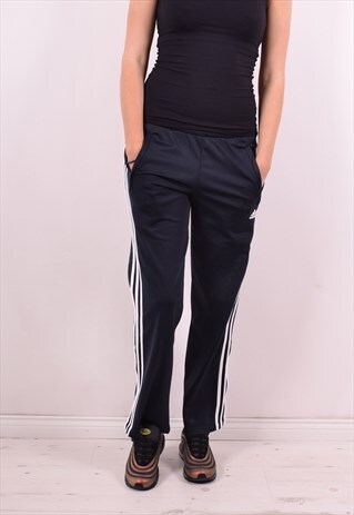 ADIDAS WOMENS VINTAGE TRACKSUIT TROUSERS W30 L29 NAVY BLUE 9