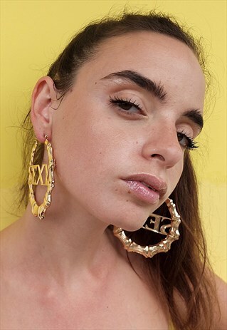 SEXY OVERSIZED GOLD BAMBOO HOOPS