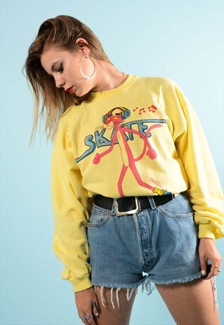 VINTAGE YELLOW PINK PANTHER SWEATSHIRT