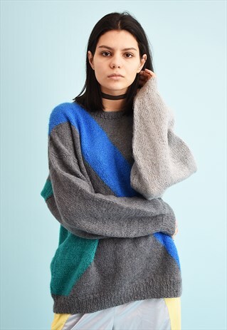 90'S RETRO COLOUR BLOCK SLOUCHY KNIT JUMPER