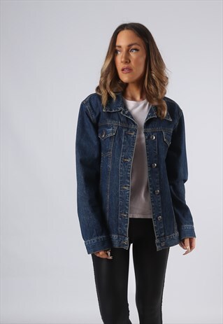 VINTAGE DENIM JACKET OVERSIZED FITTED UK 14 LARGE (GO1E)