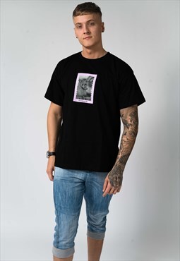 Oversized T-shirt in Black with Porn Food Graphic