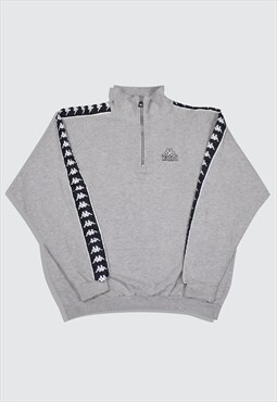 Vintage 90s Kappa Embroidered Logo 1/4 Zip Sweatshirt Grey