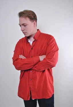 Men red oversize minimalist vintage shirt 