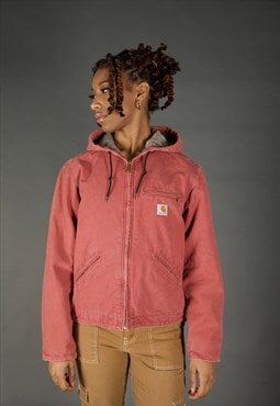 Carhartt Active Hooded Bomber Jacket in Pink.