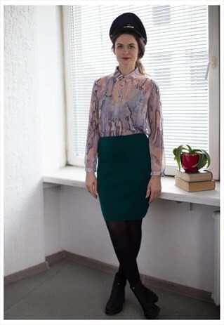 VINTAGE 80'S EMERALD GREEN KNITTED SKIRT