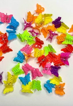 bundle of 5 y2k 90s plastic colourful butterfly hair clips