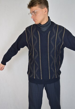 VINTAGE GRAPHIC KNITTED STRIPED 80'S SWEATSHIRT