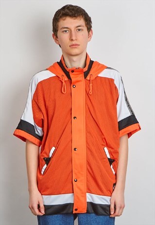 VINTAGE 90'S CHAMPION SHORT SLEEVE ORANGE SPORTS JACKET