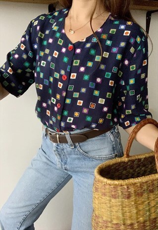 VINTAGE 80S MINIMALIST PARISIAN CHIC LUXE BLOUSE TOP