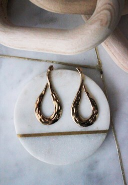 Gold Hammered Metal Large Everyday Minimalist Earrings