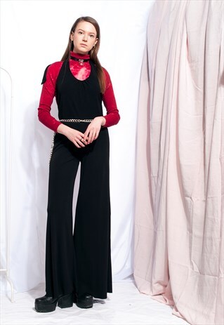 VINTAGE JUMPSUIT 90S FLARED BELLBOTTOM OVERALL ALL-IN-ONE