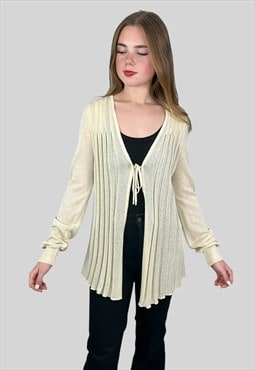 70's Cream Crochet Bell Sleeve Ladies Vintage Cardigan