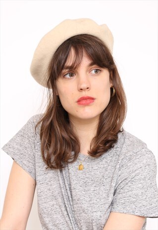 VINTAGE CREAM WOOL BERET