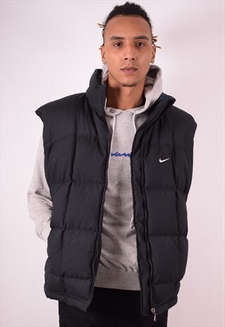 NIKE MENS VINTAGE PADDED GILET XXL BLACK 90S