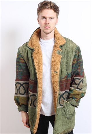 VINTAGE AZTEC FLEECE LINED JACKET