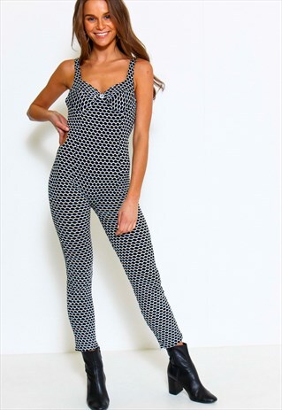 VINTAGE 90'S MONOCHROME CUT OUT JUMPSUIT