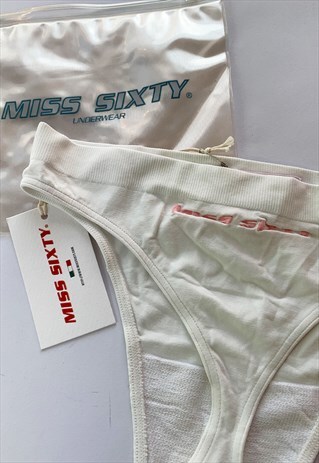 Vintage Y2K brand new with tags Miss Sixty white thong