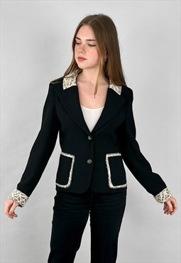 90's Vintage Black Long Sleeve Lace Tux Blazer Jacket