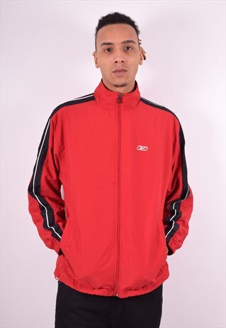 REEBOK MENS VINTAGE TRACKSUIT TOP JACKET MEDIUM RED 90'S