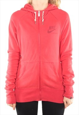 Nike - Red Embroidered Zipped Hoodie - Large