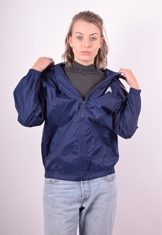 ADIDAS WOMENS VINTAGE RAIN JACKET LARGE BLUE 90'S