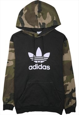 Vintage 90's Adidas Hoodie Spellout Black, Khaki