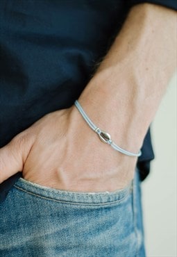 Cowrie shell bracelet for men silver charm blue cord for him