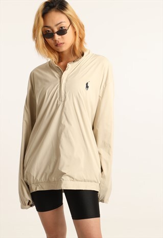 VINTAGE RALPH LAUREN LOGO WINDBREAKER 1/4 ZIP SWEATSHIRT