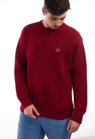VINTAGE TOMMY HILFIGER LOGO SWEATSHIRT JUMPER 90S L 27.2