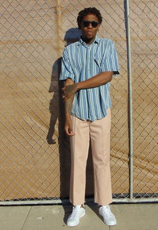 90S PREPPY SKATER LUXURY VERTICAL STRIPE SHIRT LARGE