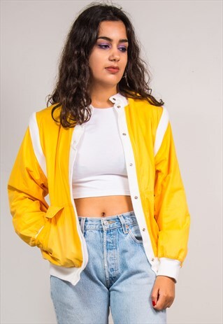 VINTAGE 90'S YELLOW K-WAY LIGHTWEIGHT BOMBER JACKET
