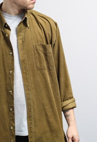 VINTAGE CORDUROY CORD SHIRT BROWN