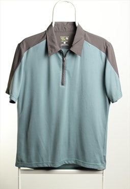 Vintage Mountain Hard Wear  Polo Shirt Grey Turquoise